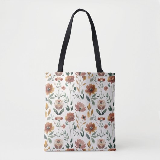 Boho Floral Geometry – Earthy Wildflower Pattern Draagtas (Voorkant)