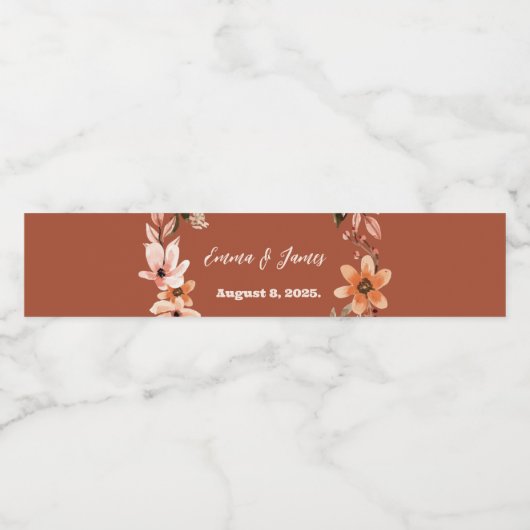 Boho Floral gepersonaliseerde waterfles labels Waterfles Etiket (Enkel label)