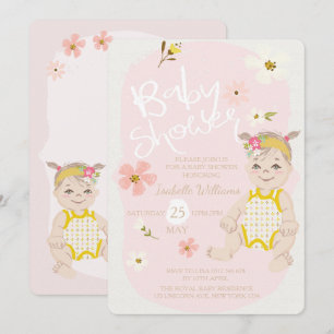 Boho Floral Girl Invitation Baby shower rose