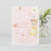 Boho Floral Girl Invitation Baby shower rose (Debout devant)