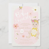 Boho Floral Girl Invitation Baby shower rose (Devant)