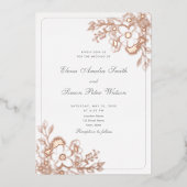 Boho Floral Gold Wedding Folie Uitnodiging (Voorkant)
