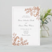 Boho Floral Gold Wedding Folie Uitnodiging (Staand Voorkant)