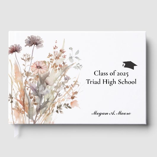 Boho Floral Graduation Foil Guestbook (Recto)