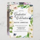 BOHO FLORAL GRADUY PARTY INVITATION (Devant / Derrière)