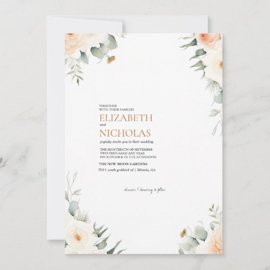 Boho Floral Greenery Faire-part de mariage botaniq (Devant)