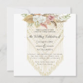 BOHO Floral Greenery Pampas Grass Blush Wedding Kaart (Voorkant)