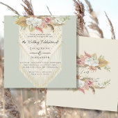 BOHO Floral Greenery Pampas Grass Mint Wedding Kaart