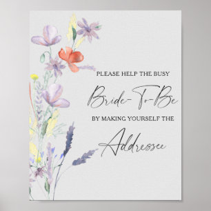 Boho Floral help de drukke bruid Adres Poster