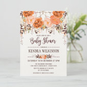 Boho Floral Herfst Baby shower Uitnodiging Rustiek (Staand voorkant)
