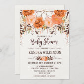 Boho Floral Herfst Baby shower Uitnodiging Rustiek (Voorkant / Achterkant)