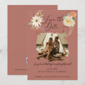 BOHO Floral Herfst Foliage Waterverf Earthy Foto Save The Date (Voorkant / Achterkant)