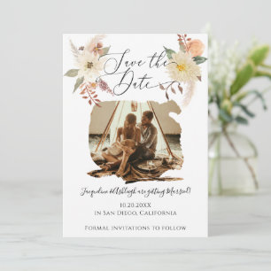 BOHO Floral Herfst Foliage Waterverf White Foto Save The Date