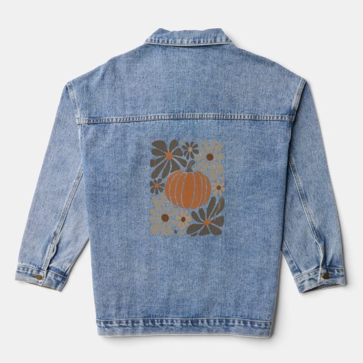 Boho Floral Herfst Pompoen Seizoen Denim Jacket (Achterkant)