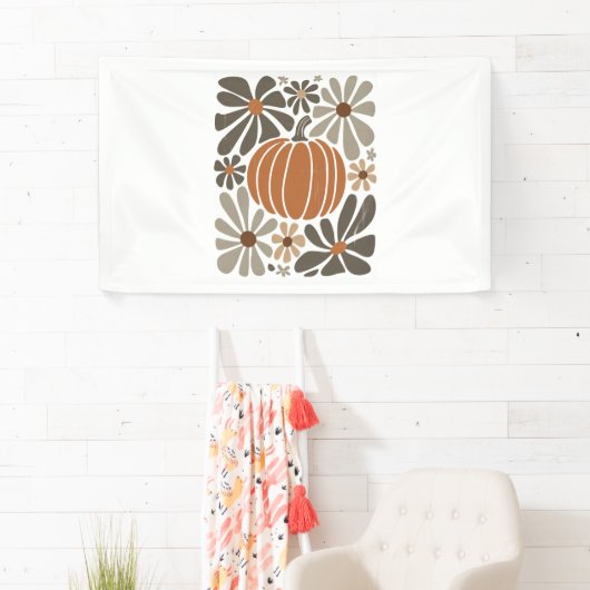 Boho Floral Herfst Pompoen Seizoen Spandoek (Insitu)