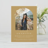 Boho Floral High School Foto Afstuderen Kaart (Staand voorkant)