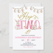 Boho Floral Hop Two It Birthday Kaart (Voorkant)