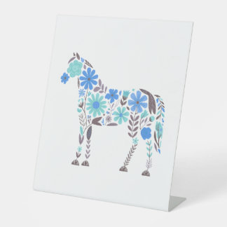 Boho Floral Horse Reclamebord Met Voetstuk