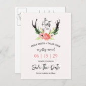 ©Boho Floral Hunt is over de datum redden Aankondigingskaart (Voorkant / Achterkant)