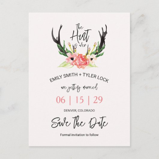©Boho Floral Hunt is over de datum redden Aankondigingskaart (Voorkant)