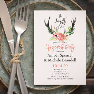 ©Boho Floral Hunt is over verlovingsfeest Kaart