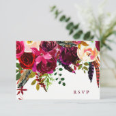 Boho Floral | Huwelijksreactie RSVP Kaartje (Staand voorkant)