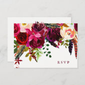 Boho Floral | Huwelijksreactie RSVP Kaartje (Voorkant / Achterkant)