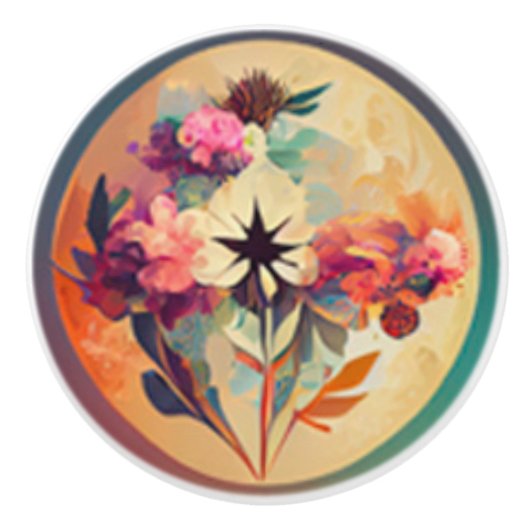 Boho Floral in Earth Tones Keramische Knop (Voorkant)