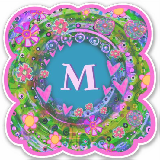 Boho Floral Initial Pour Son Sticker D'Inspirivée (Devant)