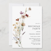 Boho Floral Invitation d'anniversaire (Devant)