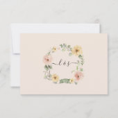 Boho Floral Jaune Rose Noir Réponse RSVP (Dos)