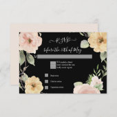 Boho Floral Jaune Rose Noir Réponse RSVP (Devant / Derrière)