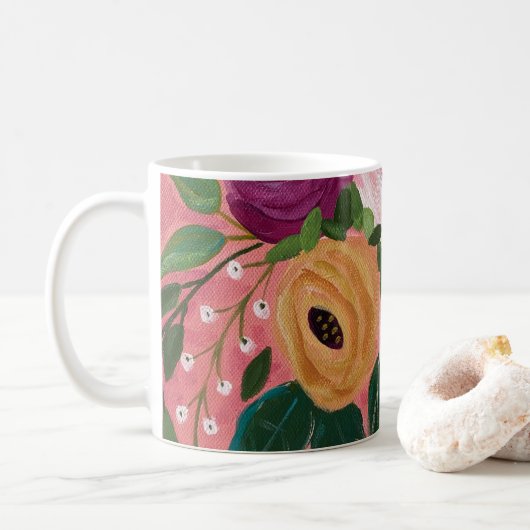 Boho Floral Koffiemok (Met donut)