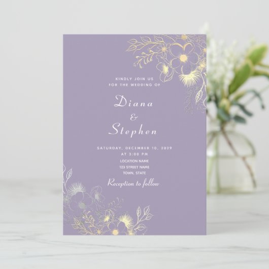 Boho Floral Lavender Faire-part de mariage (Debout devant)