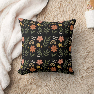 Boho Floral Leaf Coussin