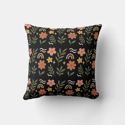 Boho Floral Leaf Coussin (Verso)
