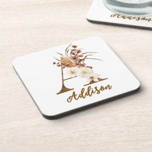 Boho Floral letter A Monogram Huwelijksgunst Bier Onderzetter