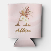 Boho Floral letter A Monogram Huwelijksgunst Blikjeskoeler (Voorkant)