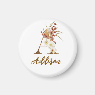 Boho Floral letter A Monogram Huwelijksgunst Magneet