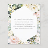 Boho Floral Lijst Foto Afstuderen Aankondiging (Achterkant)