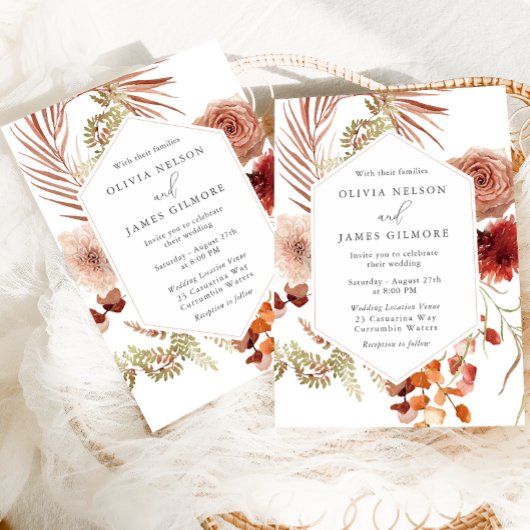 Boho Floral Lijst Modern Wedding Kaart
