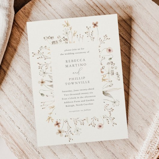 Boho Floral Lijst Wildflower Wedding Kaart