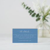 Boho Floral Line Art Blue Script Weddenschap RSVP Informatiekaartje (Staand voorkant)
