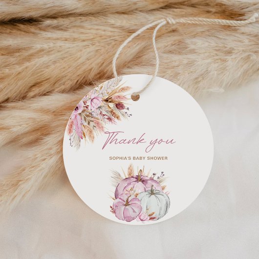 Boho Floral Little Pink Pumpkins Baby shower Bedankjes Labels