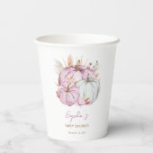 Boho Floral Little Pink Pumpkins Baby shower Papieren Bekers (Achterkant)