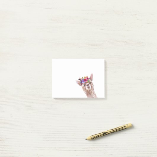 Boho Floral Llama Alpaca Waterverf Post-it® Notes (Op bureau)