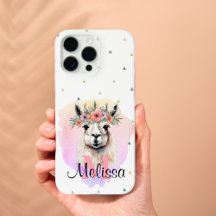 Boho Floral Llama Wildflowers Monogram