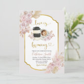 Boho Floral Love is Brouwerij Coffee Invitation Kaart (Staand voorkant)