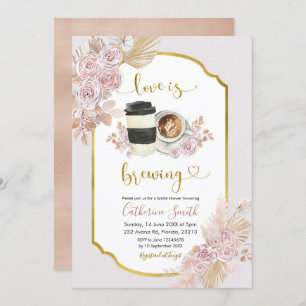 Boho Floral Love is Brouwerij Coffee Invitation Kaart
