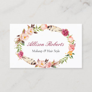 Boho Floral Makeup Artist Beauty Salon Visitekaartje